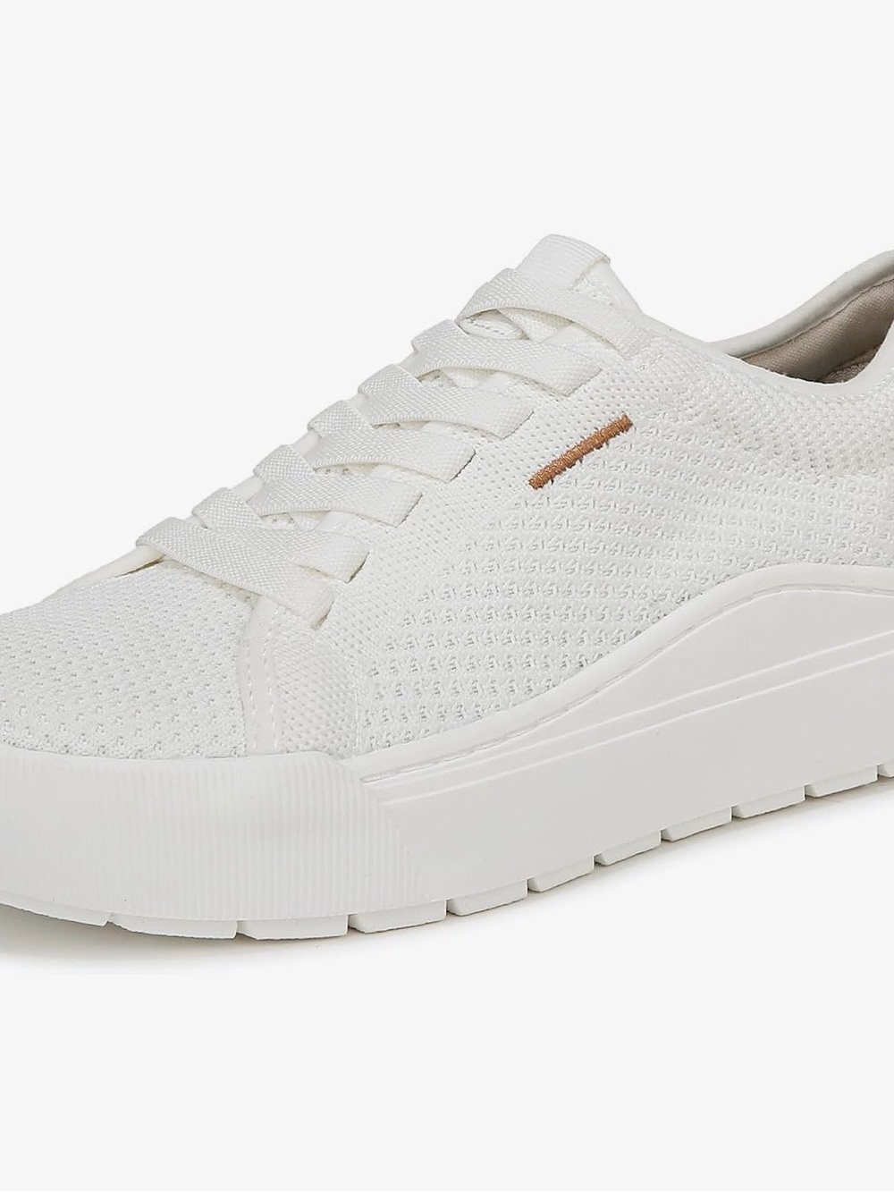 Dr. Scholl's White Knit Platform Sneakers with Brown Accent